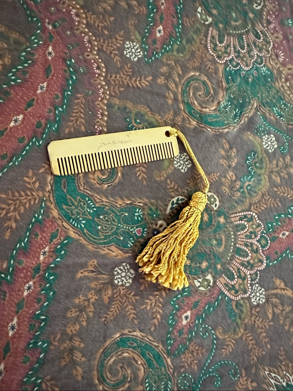 Vintage Judith Leiber Gold Pocket Comb with Gold Tassel